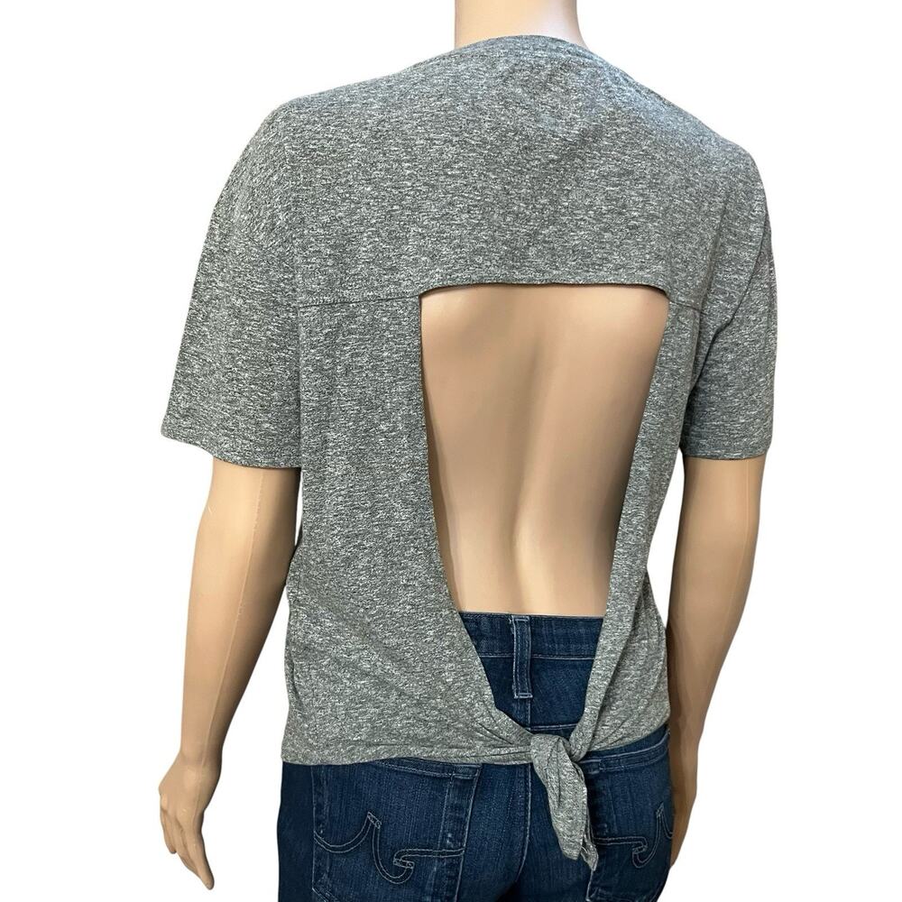 Current Elliott Knit Camas Top Tshirt 0/XS Open Back Short Sleeve Heathered Gray